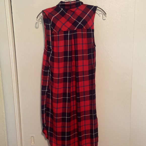 Rails Red Plaid Button Down Sleeveless Shirt Dress - Picture 4 of 7